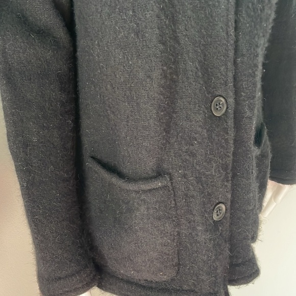 Peruvian Connection 100% Baby Alpaca Black Notch Collar Cardigan Sweater Medium - Picture 3 of 9